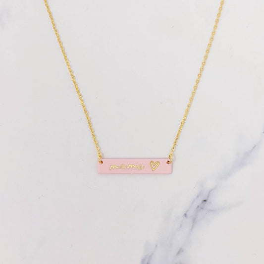 Mama Bar Heart Necklace: Pink