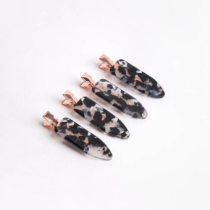 Eco-Friendly Creaseless Clips 4pc Set - Black Terrazzo