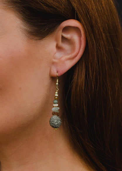 Gray & Multicolored Beaded Earrings