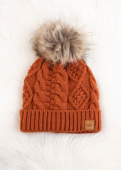 Rust Cable Knit Hat