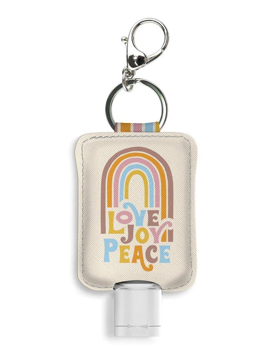 Hand Sanitizer Holder With Travel Bottle - Love Joy Peace