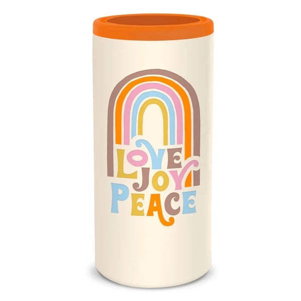 Slim Can Cooler - Love Joy Peace Rainbow